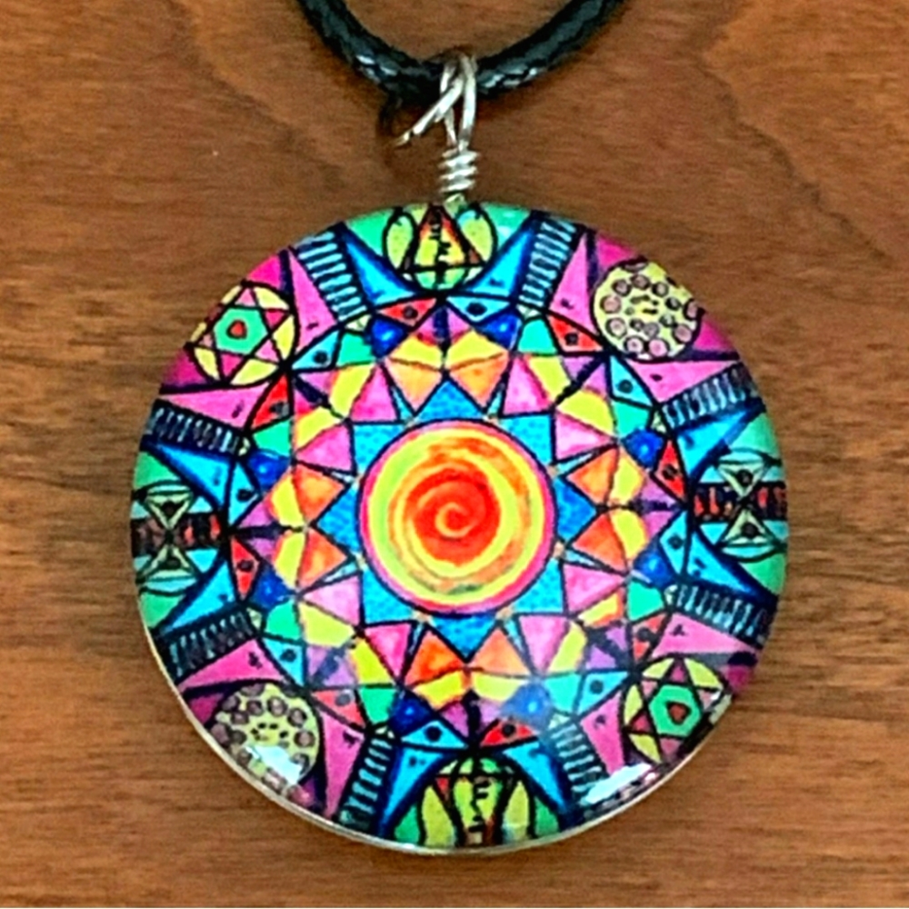 Mixed Colors Glass Dome Aztec Necklace NEW